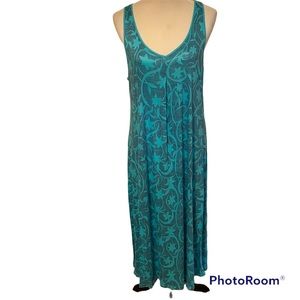 CALIDA INTIMATES SLEEPWEAR GOWN PAJAMAS BLUE FLORAL SLEEVELESS V-NECK SIZE M
